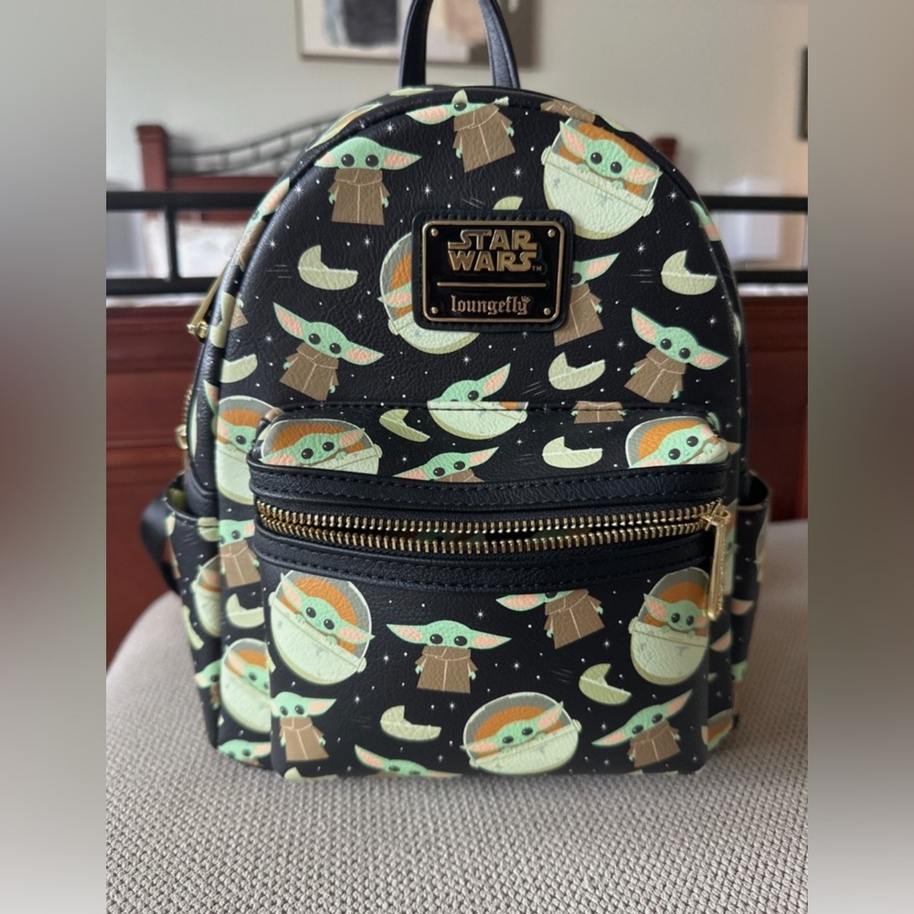 Loungefly Star Wars The Child Mini Backpack - Black and Mint